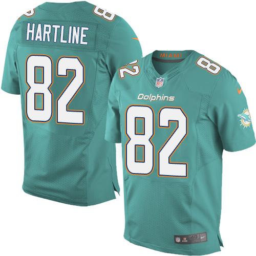 Jerseys Factory Cheap Nike Dolphins #82 Brian Hartline Aqua Gree