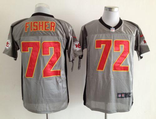 Jerseys Factory Cheap Nike Chiefs #72 Eric Fisher Grey Shadow Me