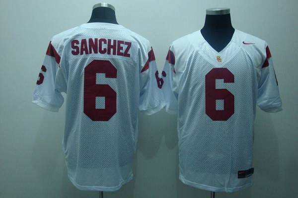 Jerseys Factory Cheap Trojans #6 Mark Sanchez White Embroidered