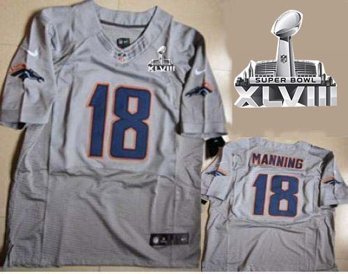 Jerseys Factory Cheap Nike Broncos #18 Peyton Manning New Grey S