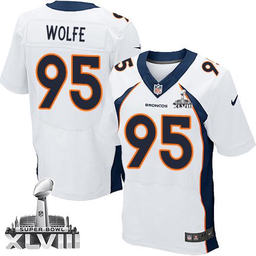 Jerseys Factory Cheap Nike Broncos #95 Derek Wolfe White Super B
