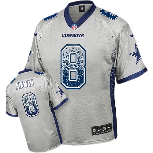 Jerseys Factory Cheap Nike Cowboys #8 Troy Aikman Grey Men's Sti