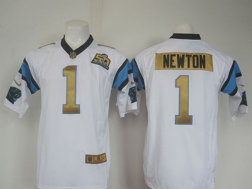 Jerseys Factory Cheap Nike Panthers #1 Cam Newton White Super Bo