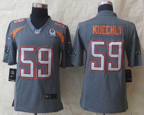 Jerseys Factory Cheap Nike Panthers #59 Luke Kuechly Grey Pro Bo