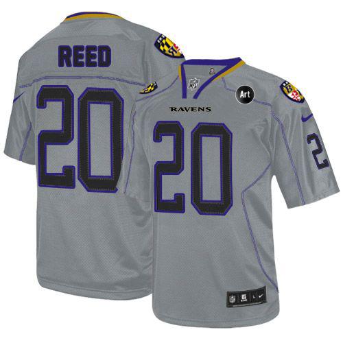 Jerseys Factory Cheap Nike Ravens #20 Ed Reed Lights Out Grey Wi