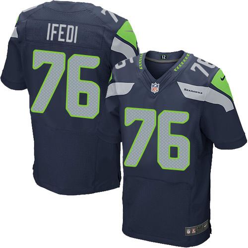 Jerseys Factory Cheap Nike Seahawks #76 Germain Ifedi Steel Blue