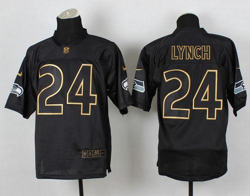Jerseys Factory Cheap Nike Seahawks #24 Marshawn Lynch Black Gol