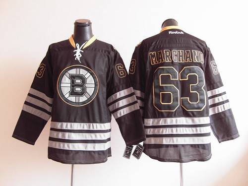 Jerseys Factory Cheap Bruins #63 Brad Marchand Black Ice Embroid