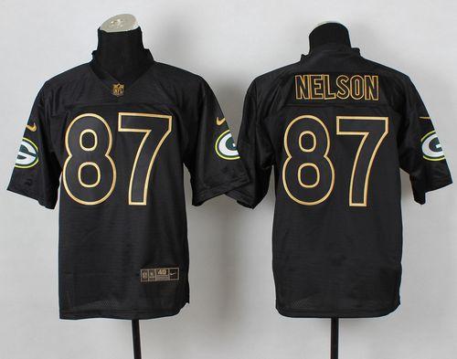 Jerseys Factory Cheap Nike Packers #87 Jordy Nelson Black Gold N