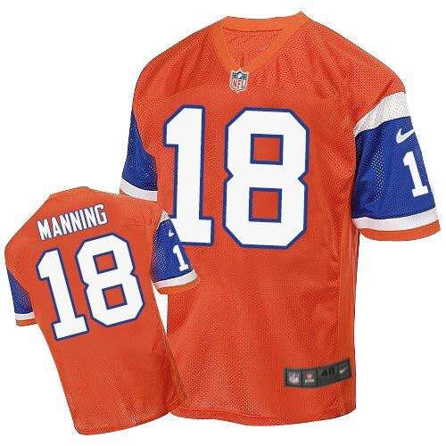 Jerseys Factory Cheap Nike Broncos #18 Peyton Manning Orange Thr