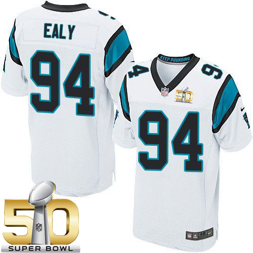 Jerseys Factory Cheap Nike Panthers #94 Kony Ealy White Super Bo