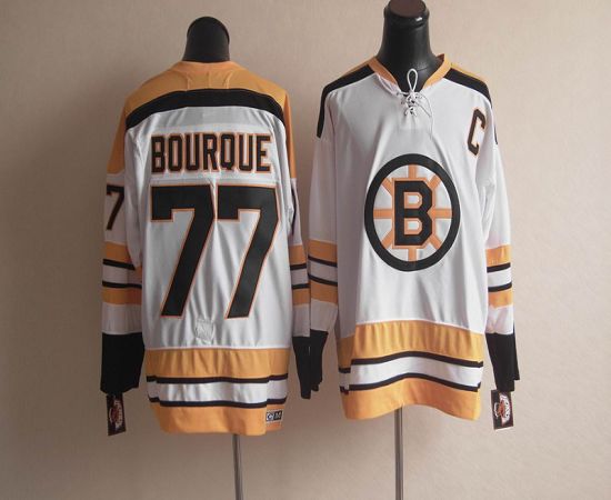 Jerseys Factory Cheap CCM Throwback Bruins #77 Ray Bourque White
