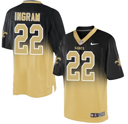 Jerseys Factory Cheap Nike Saints #22 Mark Ingram Black/Gold Men