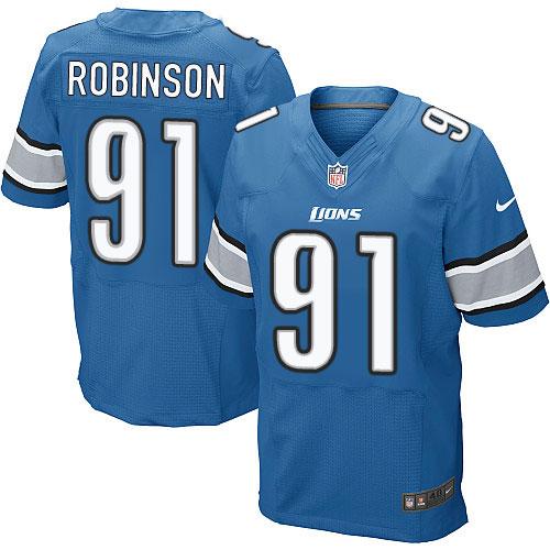 Jerseys Factory Cheap Nike Lions #91 A'Shawn Robinson Blue Team