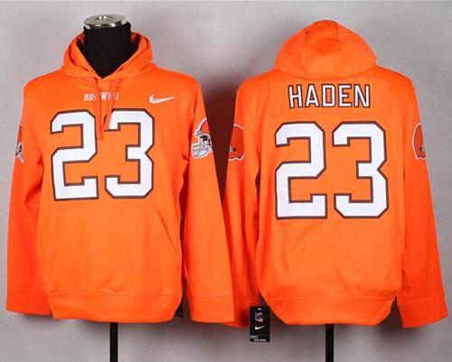 Jerseys Factory Cheap Nike Browns #23 Joe Haden Orange Pullover