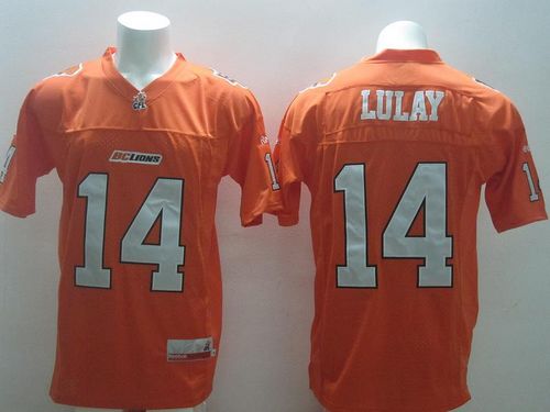 Jerseys Factory Cheap Lions #14 Travis Lulay Orange Stitched CFL