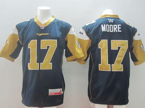 Jerseys Factory Cheap Blue Bombers #17 Nick Moore Navy Blue Stit