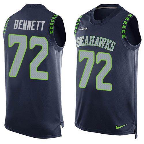 Jerseys Factory Cheap Nike Seahawks #72 Michael Bennett Steel Bl