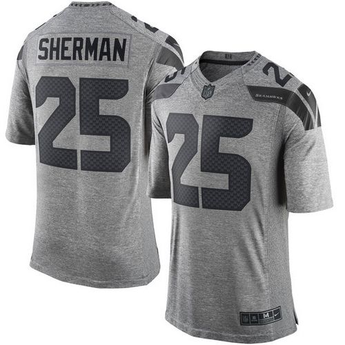 Jerseys Factory Cheap Nike Seahawks #25 Richard Sherman Gray Men