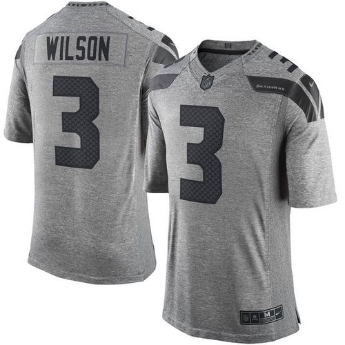 Jerseys Factory Cheap Nike Seahawks #3 Russell Wilson Gray Men's