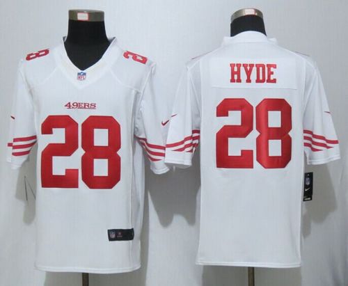 Jerseys Factory Cheap Nike 49ers #28 Carlos Hyde White Men's Sti