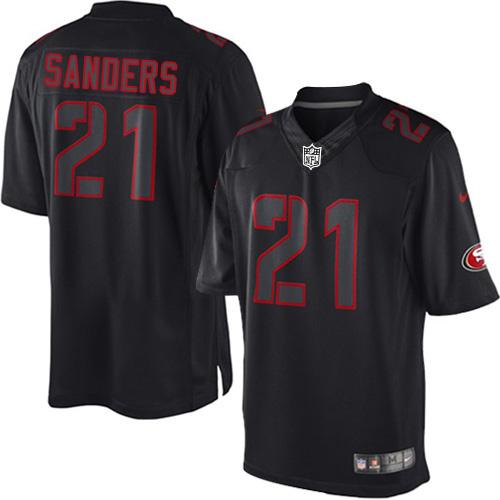 Jerseys Factory Cheap Nike 49ers #21 Deion Sanders Black Men's S
