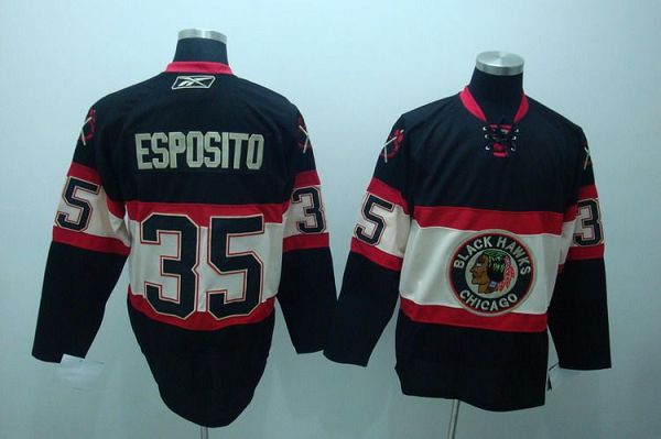 Jerseys Factory Cheap Blackhawks #35 Tony Esposito Embroidered B