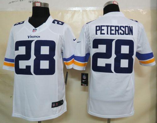 Jerseys Factory Cheap Nike Vikings #28 Adrian Peterson White Men