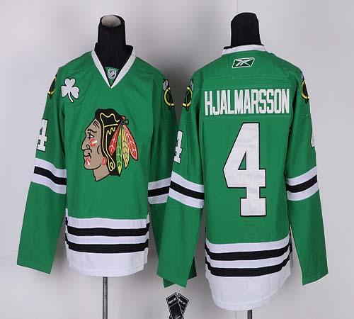 Jerseys Factory Cheap Blackhawks #4 Nikals Hjalmarsson Green Emb