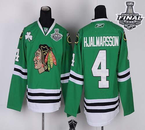 Jerseys Factory Cheap Blackhawks #4 Nikals Hjalmarsson Green Wit