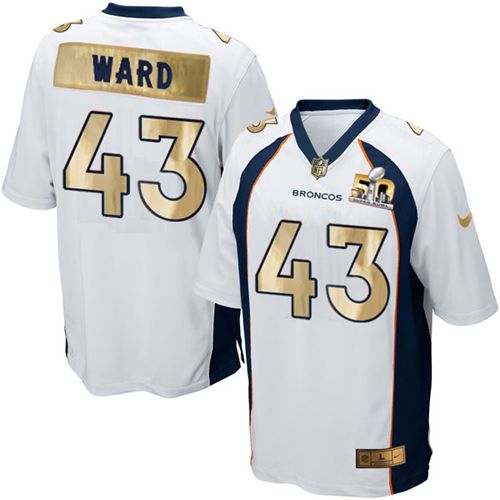 Jerseys Factory Cheap Nike Broncos #43 T.J. Ward White Men's Sti
