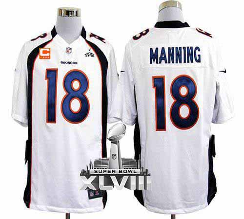 Jerseys Factory Cheap Nike Broncos #18 Peyton Manning White With