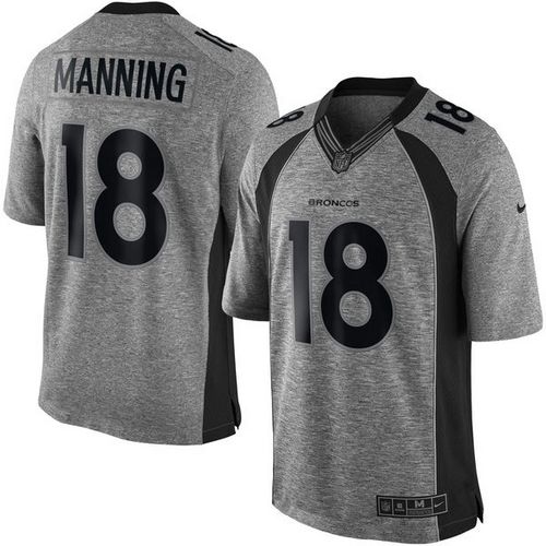 Jerseys Factory Cheap Nike Broncos #18 Peyton Manning Gray Men's