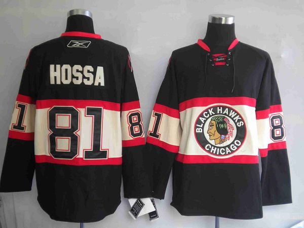 Jerseys Factory Cheap Blackhawks #81 Marian Hossa Embroidered Bl