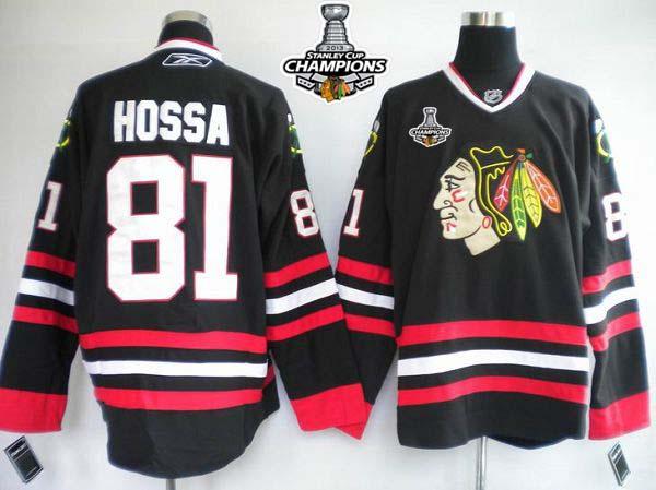 Jerseys Factory Cheap Blackhawks #81 Marian Hossa Embroidered Bl
