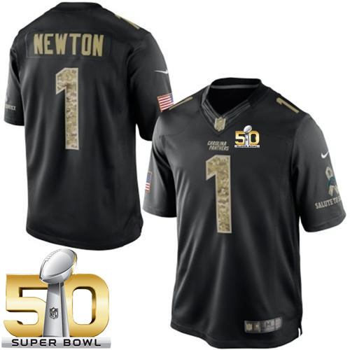 Jerseys Factory Cheap Nike Panthers #1 Cam Newton Black Super Bo