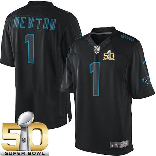 Jerseys Factory Cheap Nike Panthers #1 Cam Newton Black Super Bo