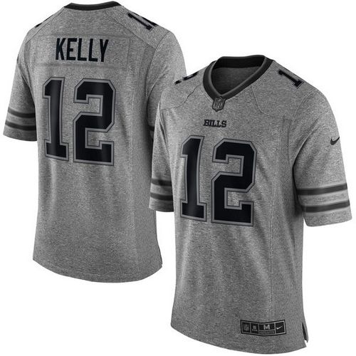 Jerseys Factory Cheap Nike Bills #12 Jim Kelly Gray Men's Stitch