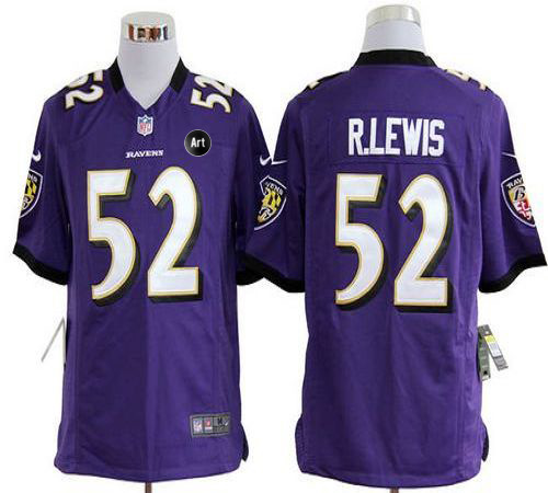 Jerseys Factory Cheap Nike Ravens #52 Ray Lewis Purple Team Colo