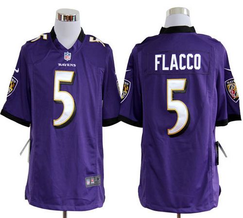 Jerseys Factory Cheap Nike Ravens #5 Joe Flacco Purple Team Colo