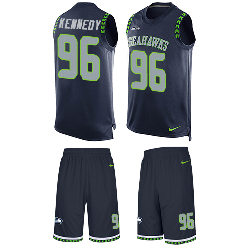 Jerseys Factory Cheap Nike Seahawks #96 Cortez Kennedy Steel Blu