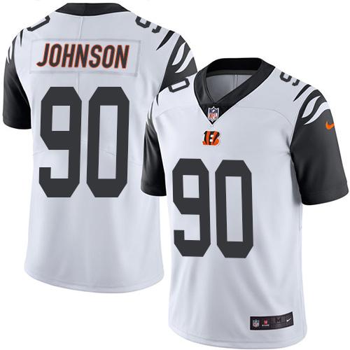 Jerseys Factory Cheap Nike Bengals #90 Michael Johnson White Men
