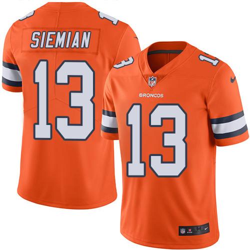 Jerseys Factory Cheap Nike Broncos #13 Trevor Siemian Orange Men