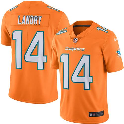 Jerseys Factory Cheap Nike Dolphins #14 Jarvis Landry Orange Men