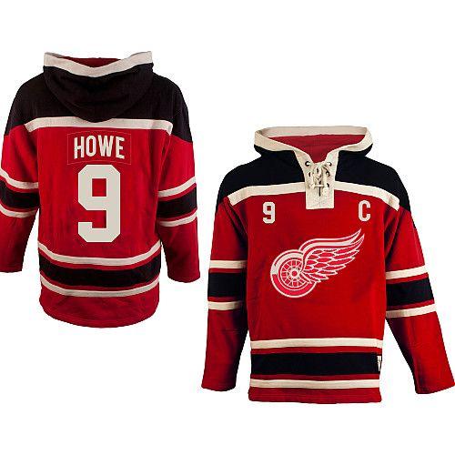 Jerseys Factory Cheap Red Wings #9 Gordie Howe Red Sawyer Hooded