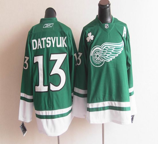 Jerseys Factory Cheap Red Wings St Patty's Day #13 Pavel Datsyuk