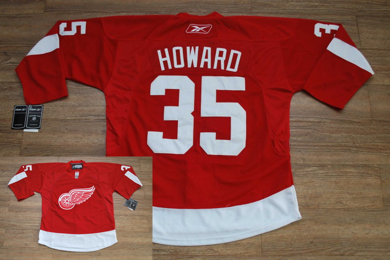 Jerseys Factory Cheap Red Wings 35# Hdward Embroidered Red NHL J