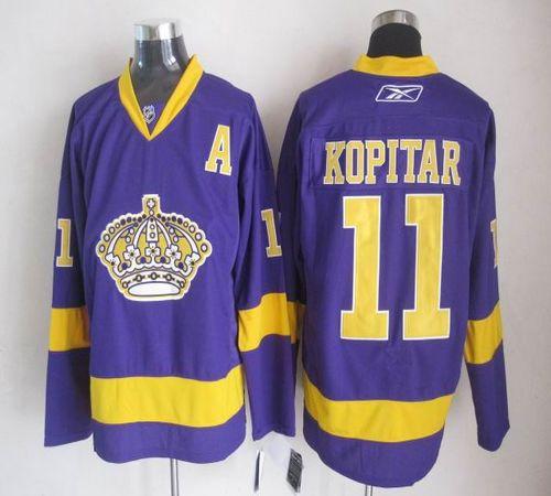 Jerseys Factory Cheap Kings #11 Anze Kopitar Purple Embroidered