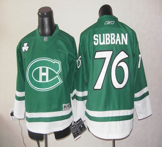 Jerseys Factory Cheap Canadiens St Patty's Day #76 PK Subban Gre