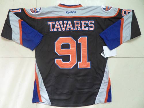 Jerseys Factory Cheap Islanders #91 John Tavares Black Third Emb
